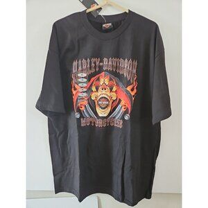 NWT Harley-Davidson Men's Skull Flames Crest Graphic T-Shirt, Black XL Laurel MD